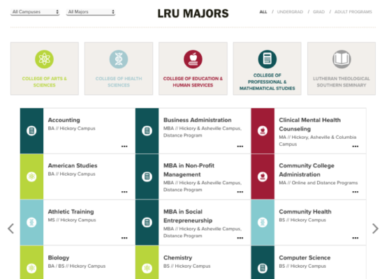 Screenshot of current academic program page.