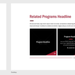View of design for Related Programs component that includes a headline and program highlights Screenshot of a Related Programs component that includes a headline and program highlights