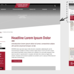 View of an example template showing area at top of page for photo masthead, left navigation area with call to action, page title, intro text and webpage copy with image gallery Screenshot of an example template showing area at top of page for photo masthead, left navigation area with call to action, page title, intro text and webpage copy with image gallery