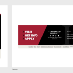 Design view of the new website's footer, which includes important links and admission calls-to-action (Visit, Get Info, Apply) Screenshot of the design of the new website's footer, which includes important links and admission calls-to-action (Visit, Get Info, Apply)