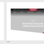 View of new website masthead image and headline where a photo or ambient video can be placed behind the transparent overlay. View of webpage masthead image where a photo or ambient video can be placed