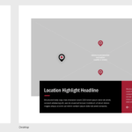 Keypoint and location feature showing pinned points on a map. Keypoint and location feature showing points on a map over a photo area.