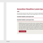 Design view of accordion feature showing headline, intro text and accordions. Accordion feature showing headline, intro text and accordions