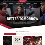 Screenshot of new homepage design showing video and images of students